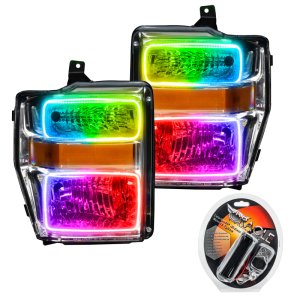 Ford F350 Headlight Assemblies - ORACLE Lighting - ColorSHIFT Pre-Assembled Halo - Chrome - `08-`10 Ford F350 Headlight Assemblies - ORACLE Lighting - ColorSHIFT Pre-Assembled Halo - Chrome - `08-`10